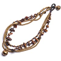 Los mejores  - 81stgeneration Tobillera Pulsera de Tobillo Mujeres Ojo de Tigre Marrón Granos Encanto Bronce